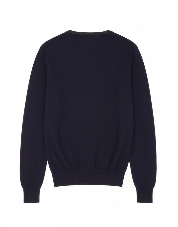 FAY Womens Crop Crew Neck Jumper Sweater UK 12 Medium Navy Blue
