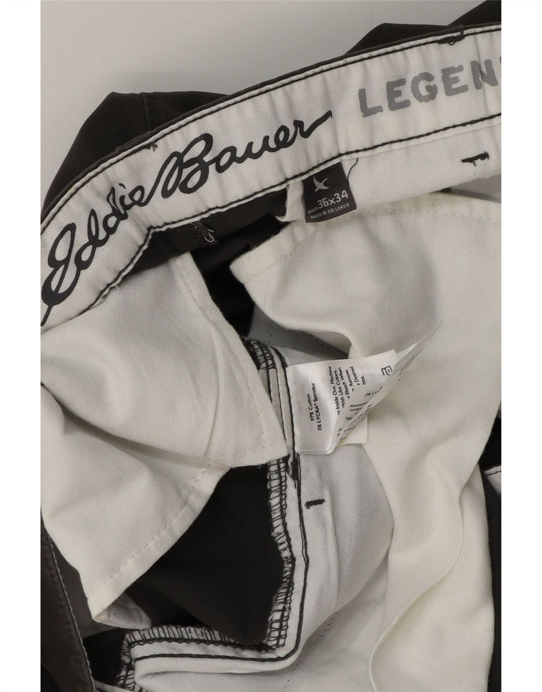 EDDIE BAUER Muške ravne chino hlače W36 L34 Sivi pamuk