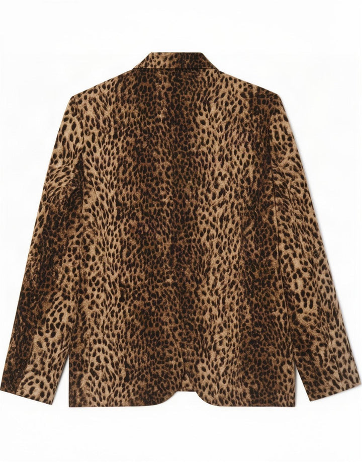 Zara ženska jakna s 1 gumbom UK 14 Large Brown Animal Print Polyester