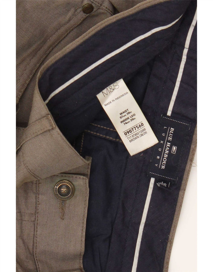 Marks & Spencer muške chino hlače Blue Harbor W38 L29 smeđe karirane