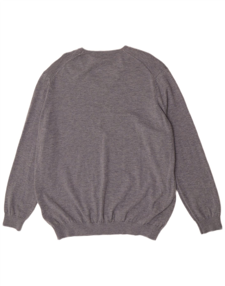 Marks & Spencer muški džemper s V-izrezom 2XL sivi vuneni autograph