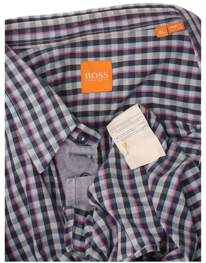 Hugo Boss muška košulja XL plavi karirani pamuk