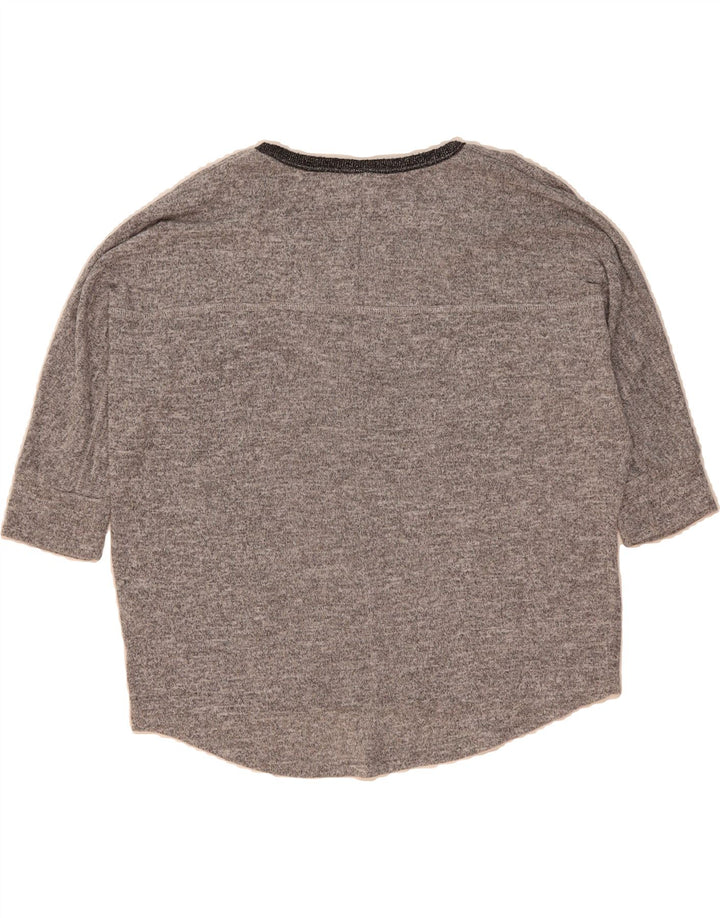 DESIGUAL Womens Oversized Boat Neck Jumper Sweater UK 14 Medium Grey Vintage Desigual and Second-Hand Desigual from Messina Hembry 