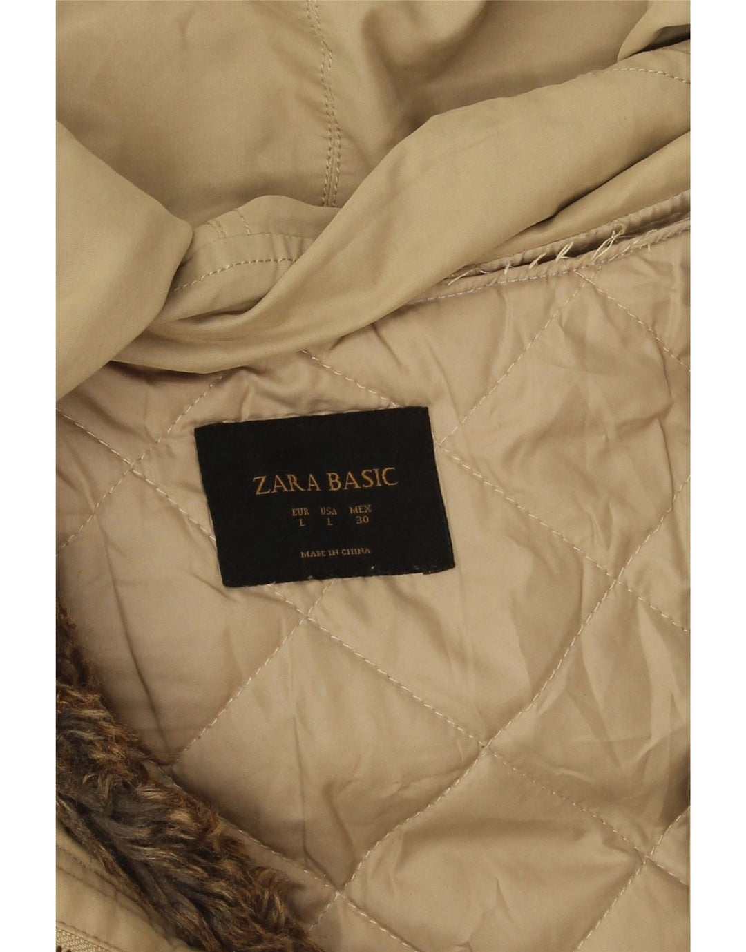 Zara ženska parka jakna s kapuljačom UK 16 Large Beige