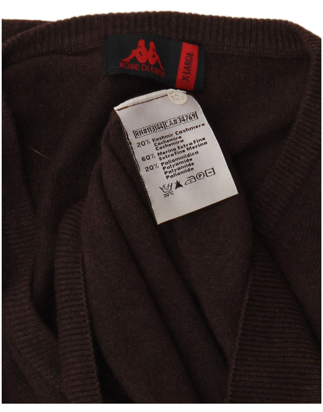 KAPPA muški džemper s V-izrezom XL smeđe vune