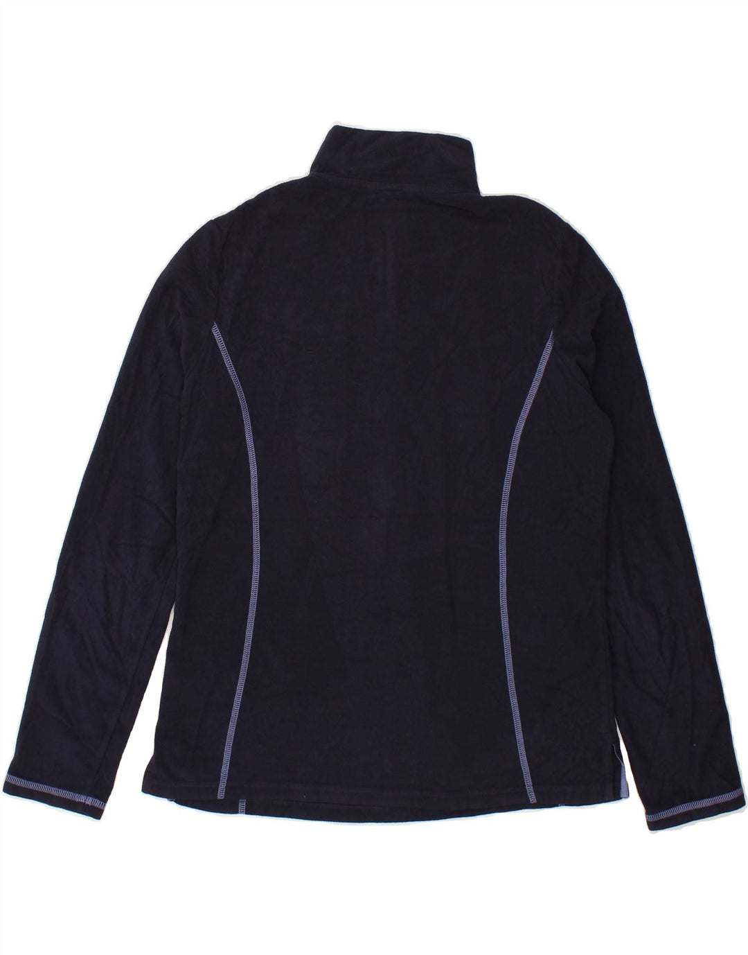 EDDIE BAUER Womens Zip Neck Fleece Jumper UK 14 Medium Navy Blue Polyester Vintage Eddie Bauer and Second-Hand Eddie Bauer from Messina Hembry 