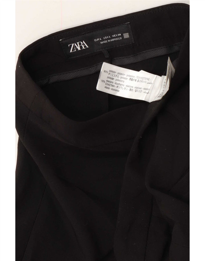 Zara ženske ravne ležerne hlače velike W30 L27 crni poliester