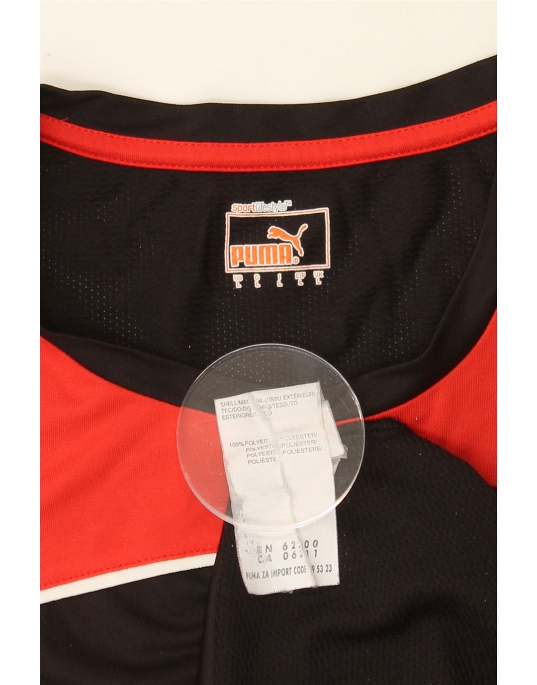 PUMA Mens T-Shirt Top Large Black Colourblock Polyester Vintage Puma and Second-Hand Puma from Messina Hembry 