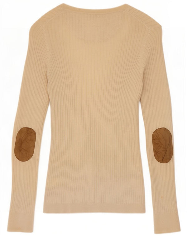 Massimo Dutti ženski kardigan pulover UK 14 Srednje bež pamuk u blokovima boja