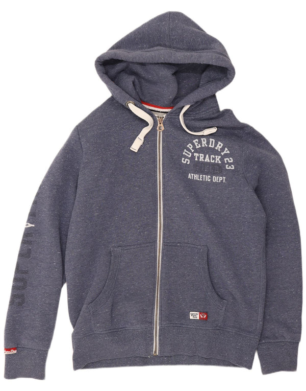 Superdry muški pulover s kapuljačom s patentnim zatvaračem 2XL plavi flekasti pamuk