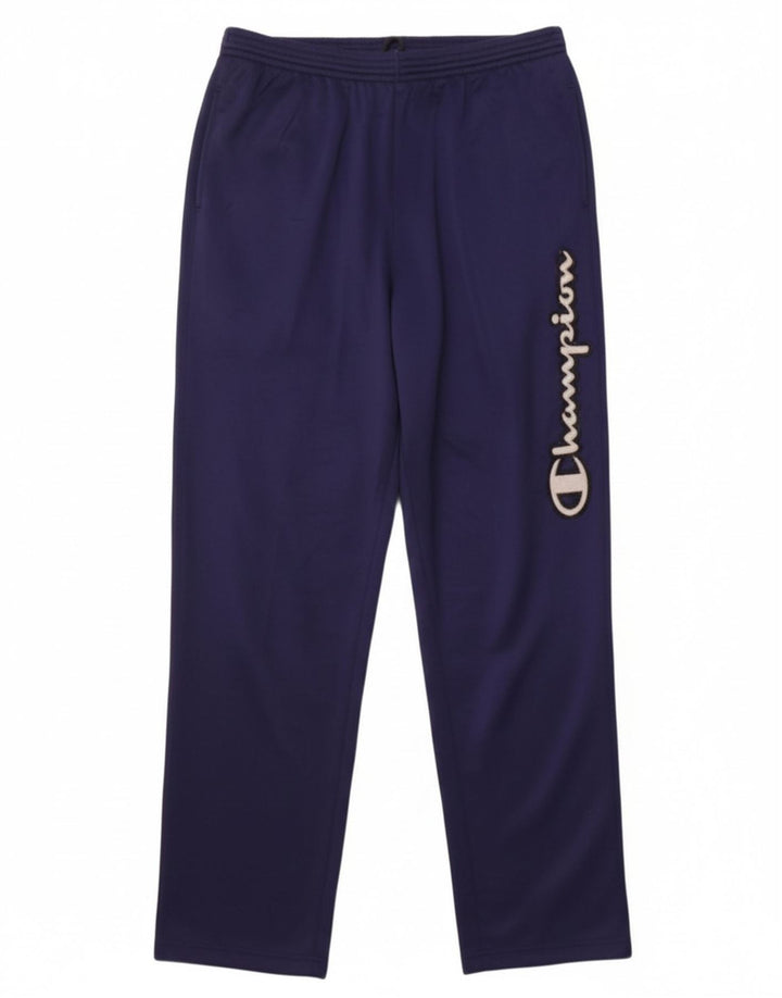 CHAMPION Mens Graphic Tracksuit Trousers XL Navy Blue Polyester