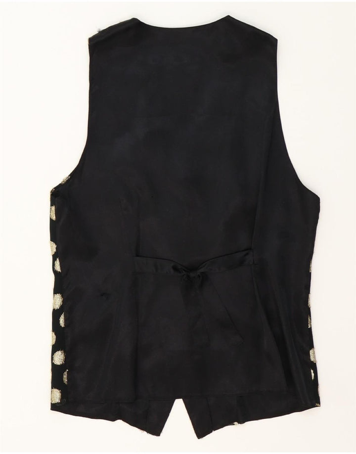 YOUR SIXTH SENSE Womens Waistcoat IT 42 Medium Black Polka Dot Acetate Vintage Your Sixth Sense and Second-Hand Your Sixth Sense from Messina Hembry 