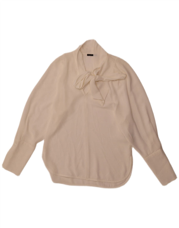 Sisley Ženska široka bluza na kravatu UK 6 XS od bijelog poliestera