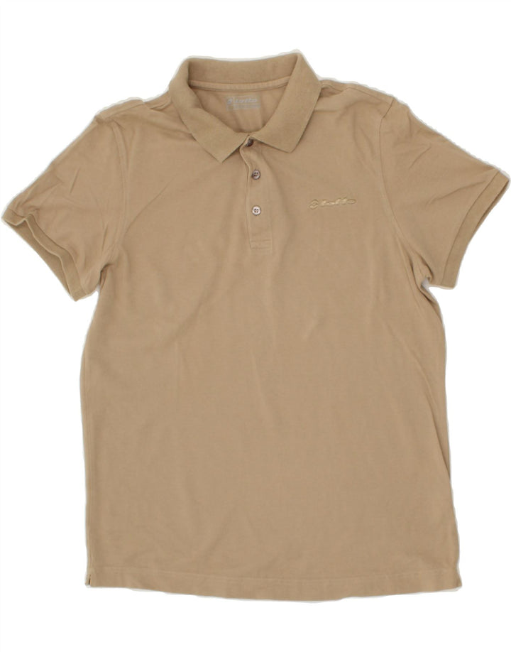 LOTTO Mens Polo Shirt Large Brown Cotton Vintage Lotto and Second-Hand Lotto from Messina Hembry 