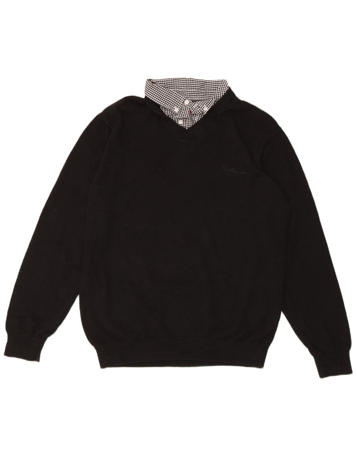 PIERRE CARDIN Ženski džemper s V-izrezom UK 18 XL crni karirani pamuk