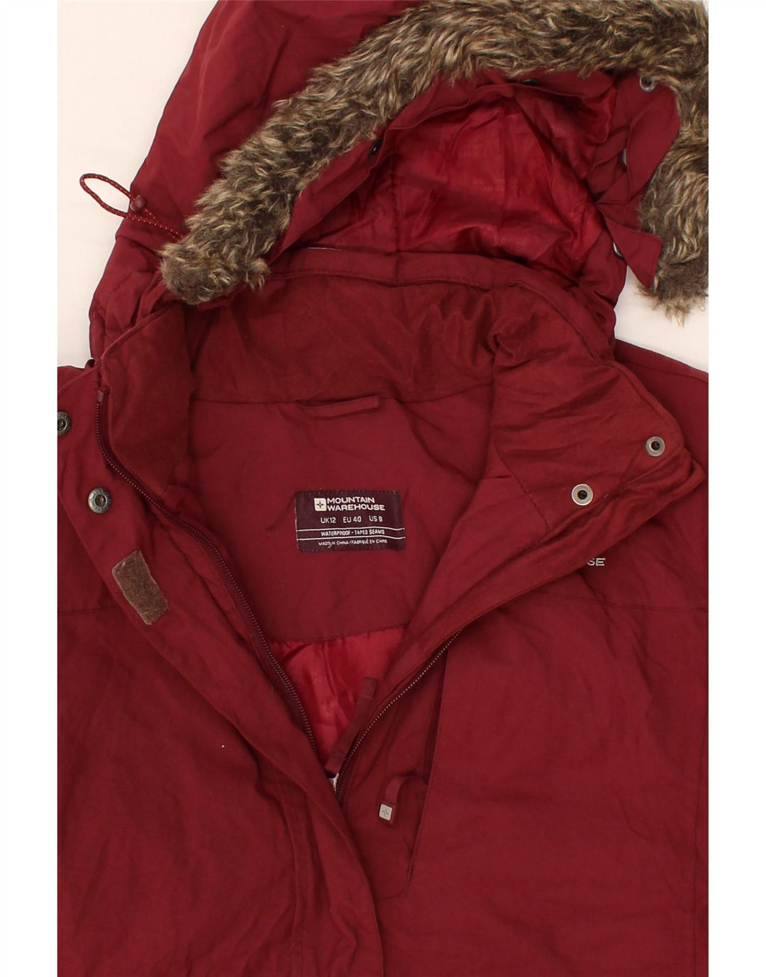 MOUNTAIN WAREHOUSE Womens Hooded Windbreaker Jacket UK 12 Medium Maroon Vintage Mountain Warehouse and Second-Hand Mountain Warehouse from Messina Hembry 