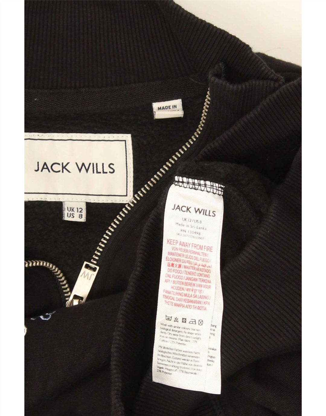 Jack Wills Ženska prekomjerna majica s motivima UK 12 srednje crna