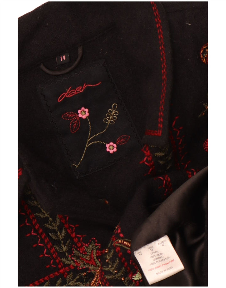 Ženska bomber jakna Dash UK 14 Velika crna vunena paisley boja