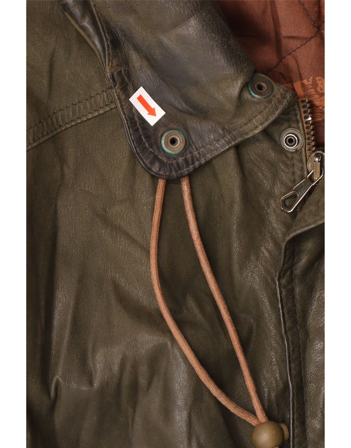 Vintage muška kožna jakna IT 52 XL kaki koža