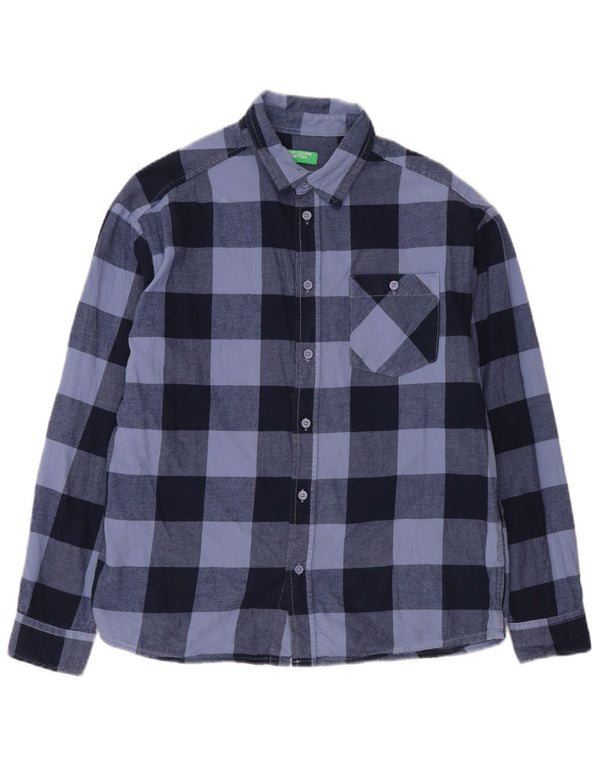 Flanel košulja Benetton za dječake 13-14 godina 3XL plavi pamuk od ginghama