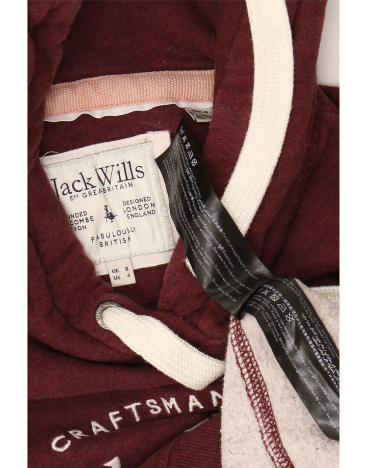 Jack Wills Ženska majica s kapuljačom s kapuljačom UK 8 Mali pamuk crvene boje