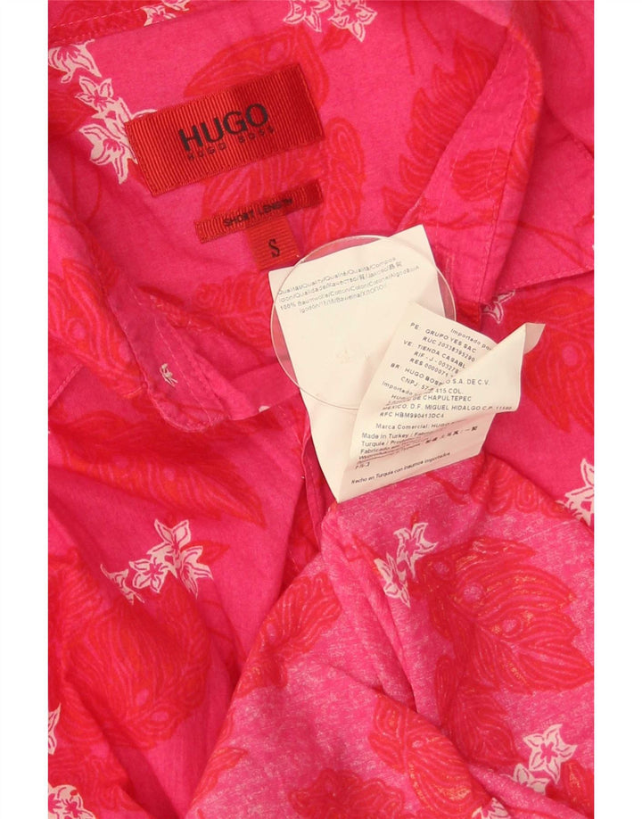 Hugo Boss muška košulja Mala ružičasta cvjetna pamuk