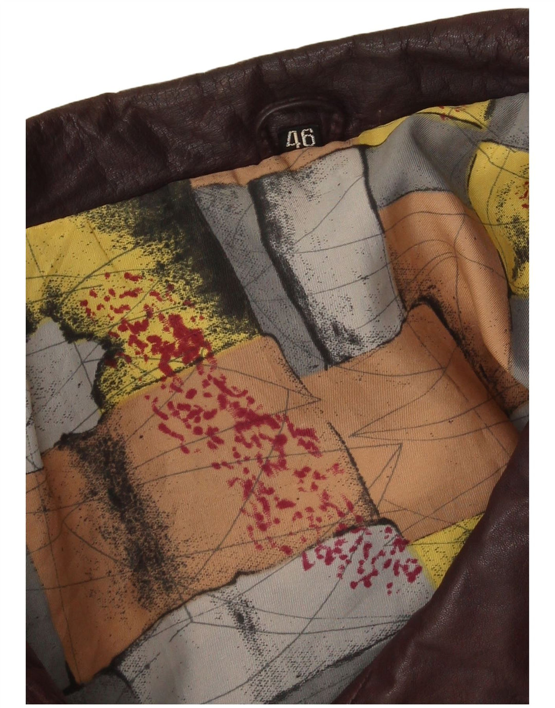 Vintage ženska kožna jakna IT 46 Large Burgundy Geometric