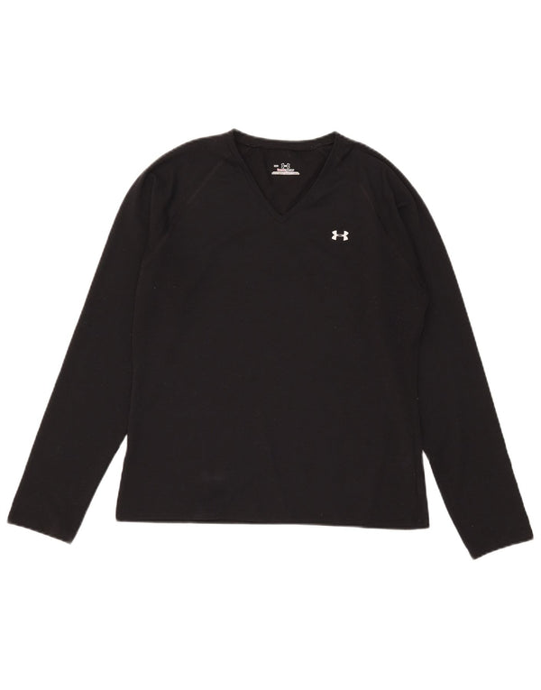 Ženska majica Under Armour dugih rukava UK 12 Srednji crni poliester