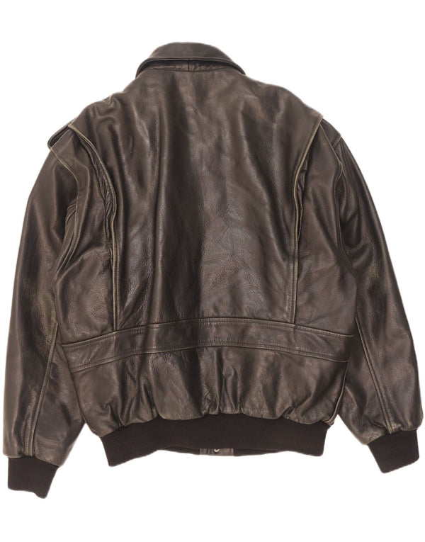 Vintage muška vojna kožna jakna UK 42 XL crna