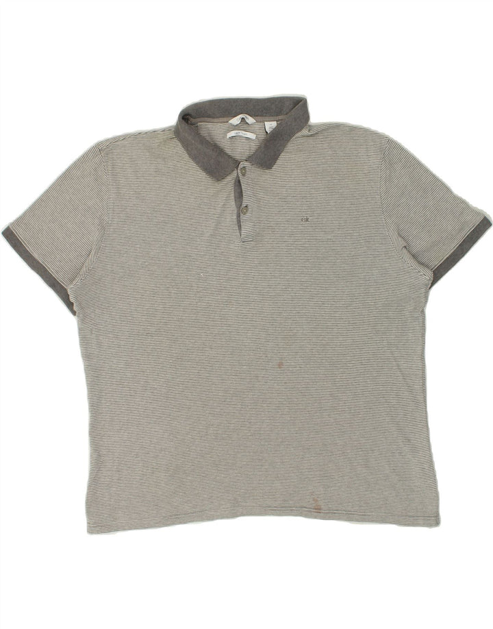 CALVIN KLEIN Mens Polo Shirt Large Grey Cotton | Vintage Calvin Klein | Thrift | Second-Hand Calvin Klein | Used Clothing | Messina Hembry 