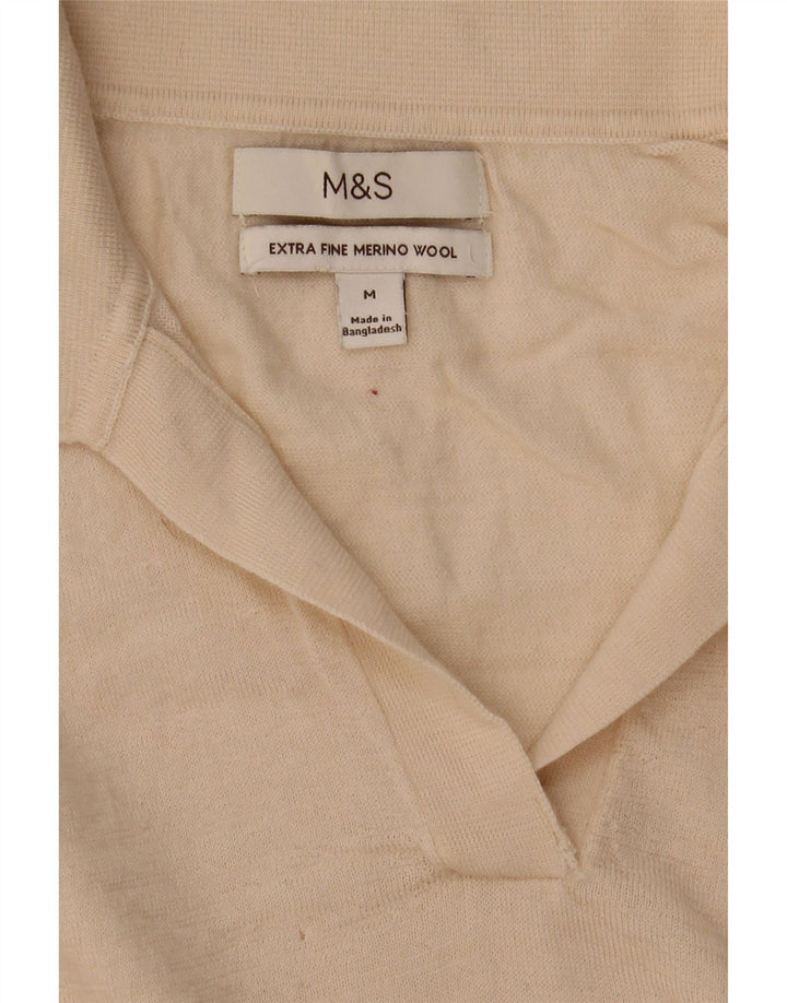 Ženski džemper s polo ovratnikom Marks & Spencer UK 12 Srednje bež vuneni