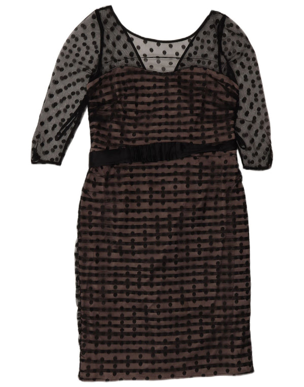 Coast Womens 3/4 Sleeve Sheath Dress UK 14 Medium Black Polka Dot Polyester