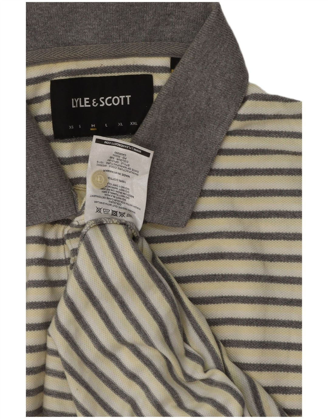 Muška polo majica Lyle & Scott, pamuk srednje bijele pruge