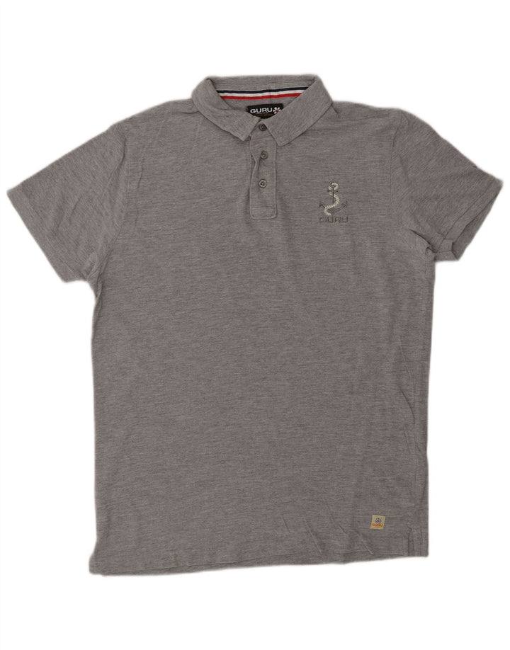 GURU Mens Polo Shirt Large Grey Cotton
