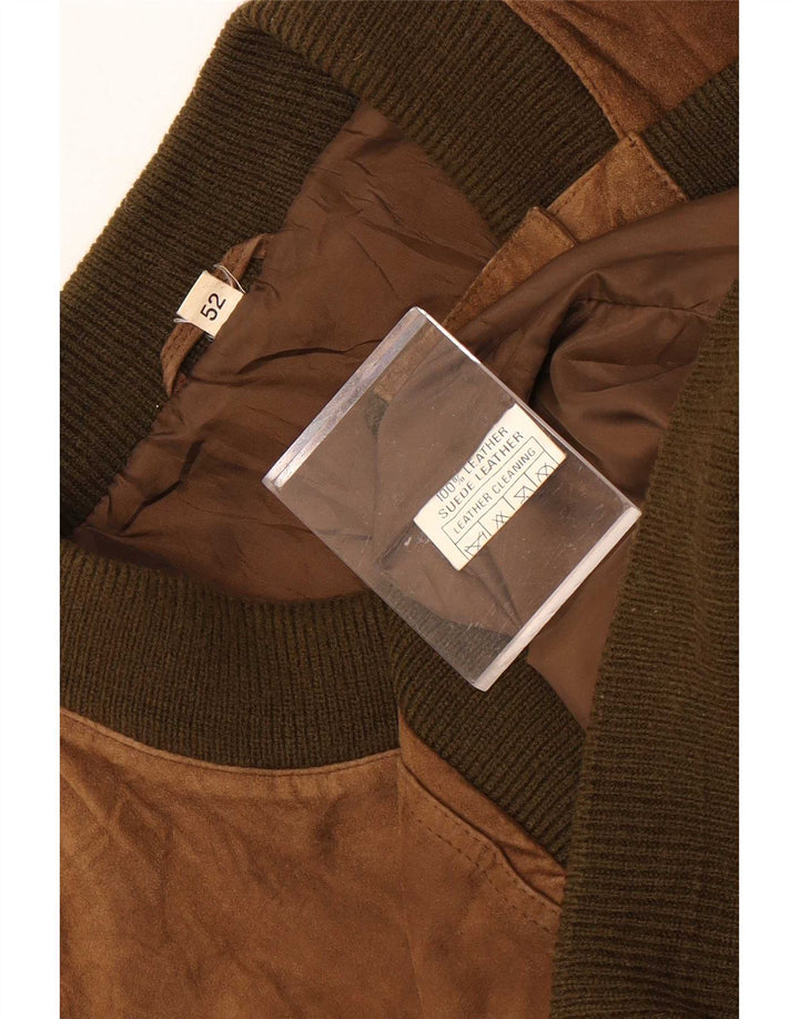Vintage muška bomber jakna od brušene kože IT 52 XL smeđa koža