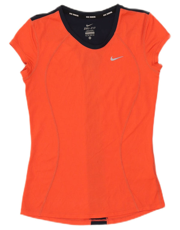 Nike Ženska Dri Fit majica kratkih rukava UK 6 XS Orange Colourblock Poliester