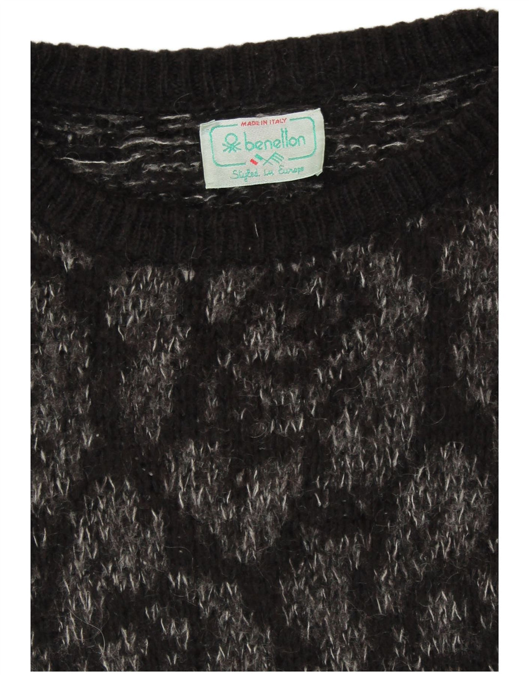 BENETTON ženski džemper s okruglim izrezom UK 18 XL crni cvjetni