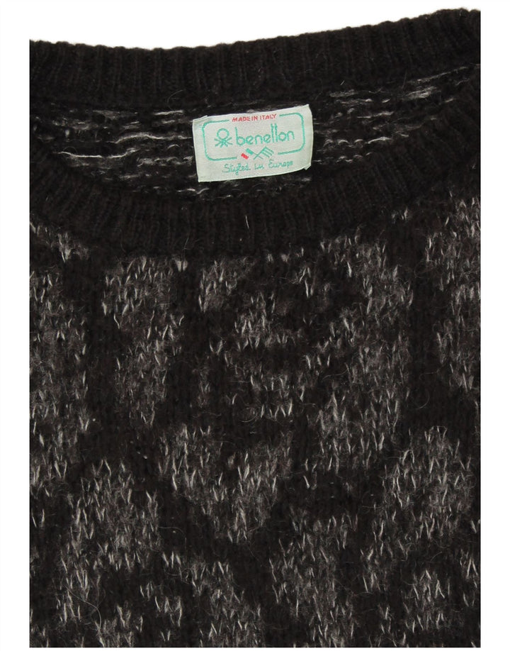 BENETTON ženski džemper s okruglim izrezom UK 18 XL crni cvjetni