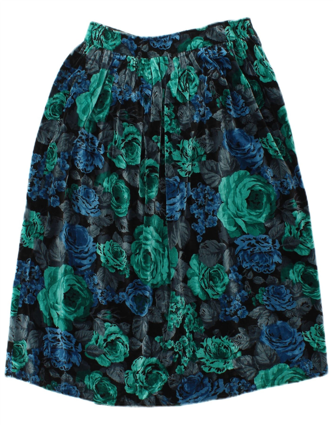 Vintage ženska baršunasta suknja A-kroja W28 srednje raznobojna cvjetna