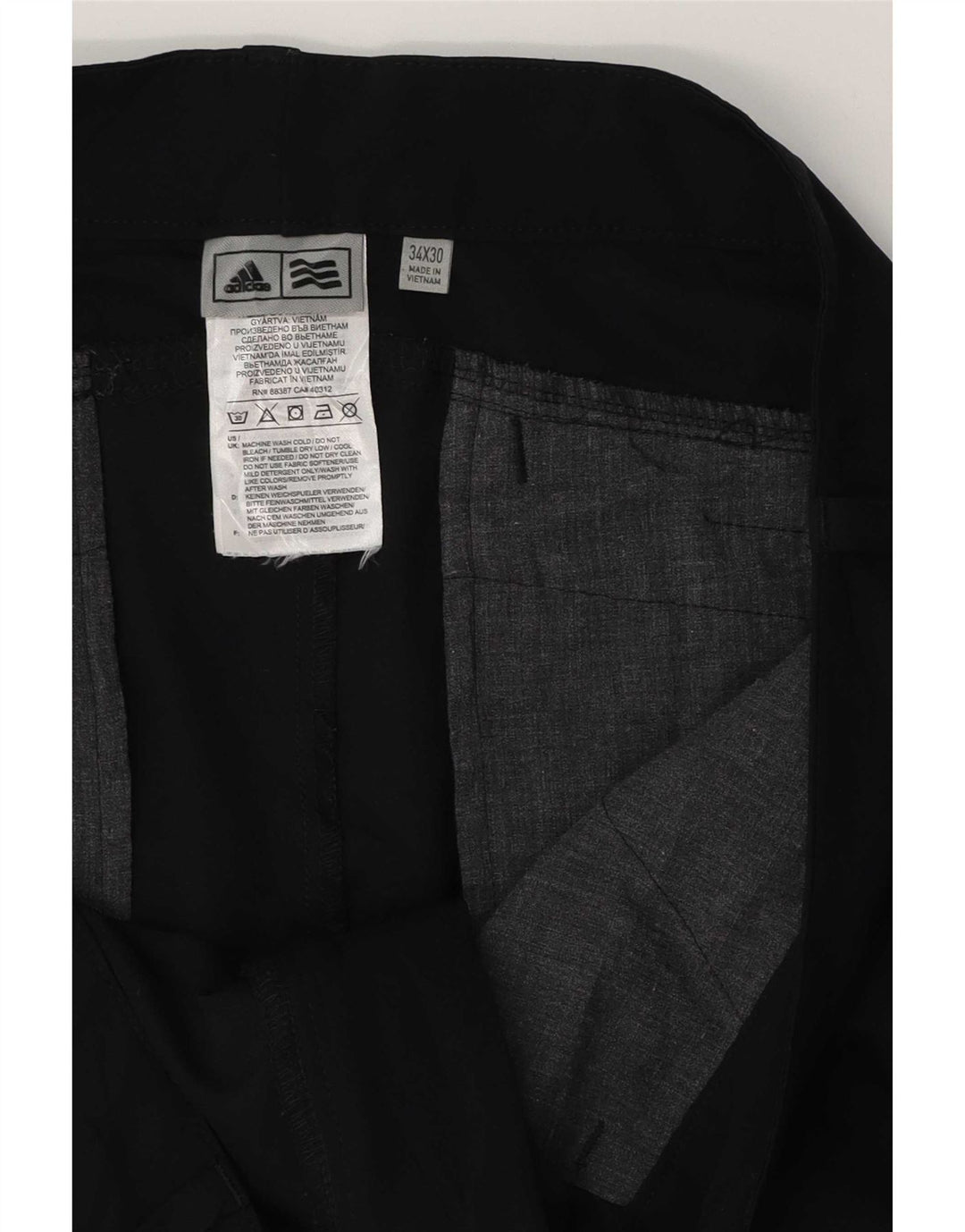 Adidas muške uske chino hlače W34 L30 crni poliester