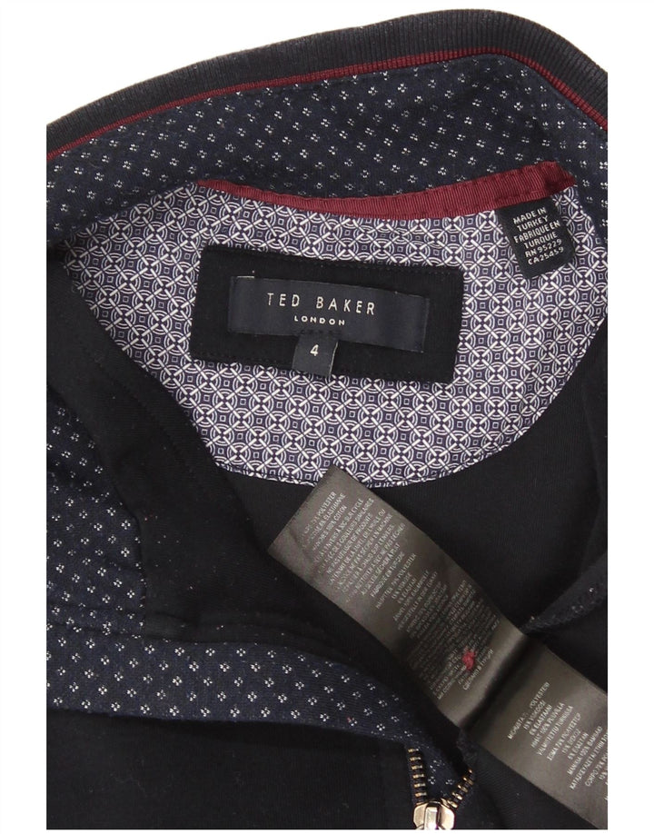 Ted Baker Muška majica s izrezom s patentnim zatvaračem Vel. 4 Veliki tamnoplavi poliester