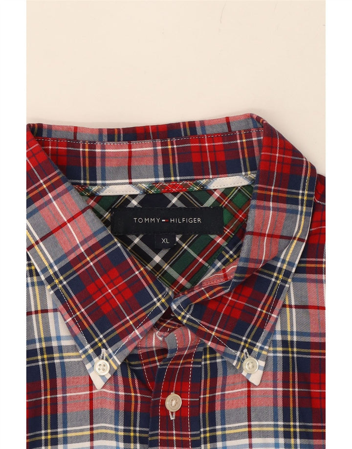 TOMMY HILFIGER Mens Shirt XL Red Check Cotton Vintage Tommy Hilfiger and Second-Hand Tommy Hilfiger from Messina Hembry 