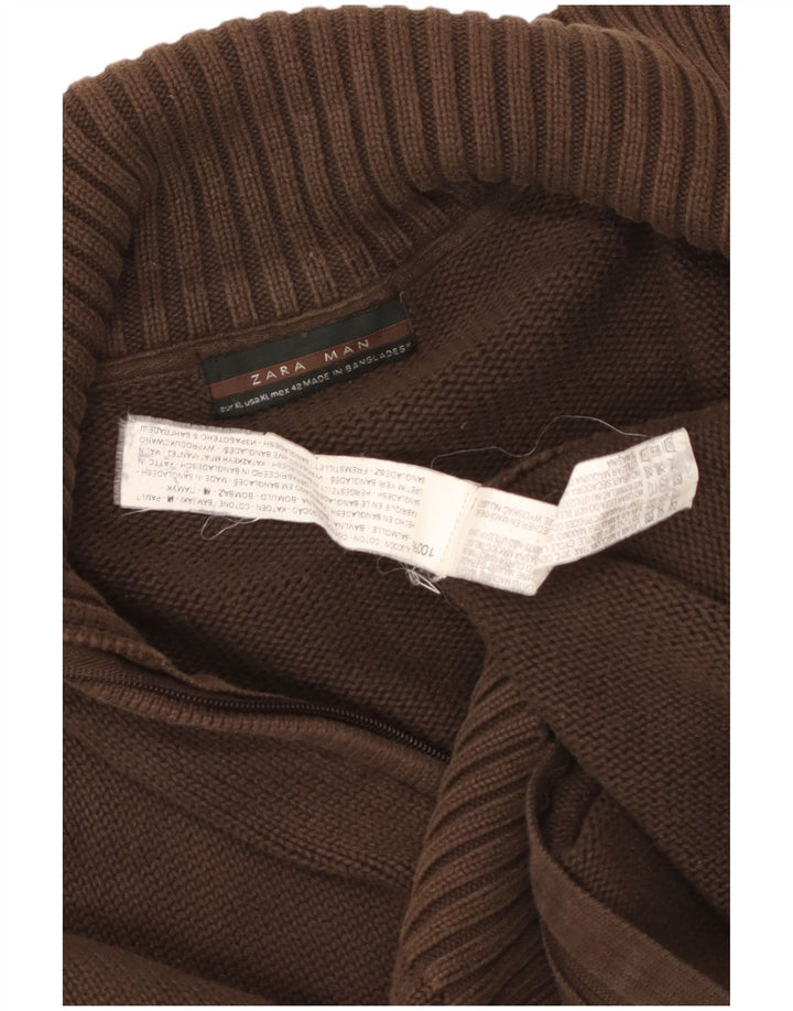 Zara muški kardigan pulover XL smeđi pamuk