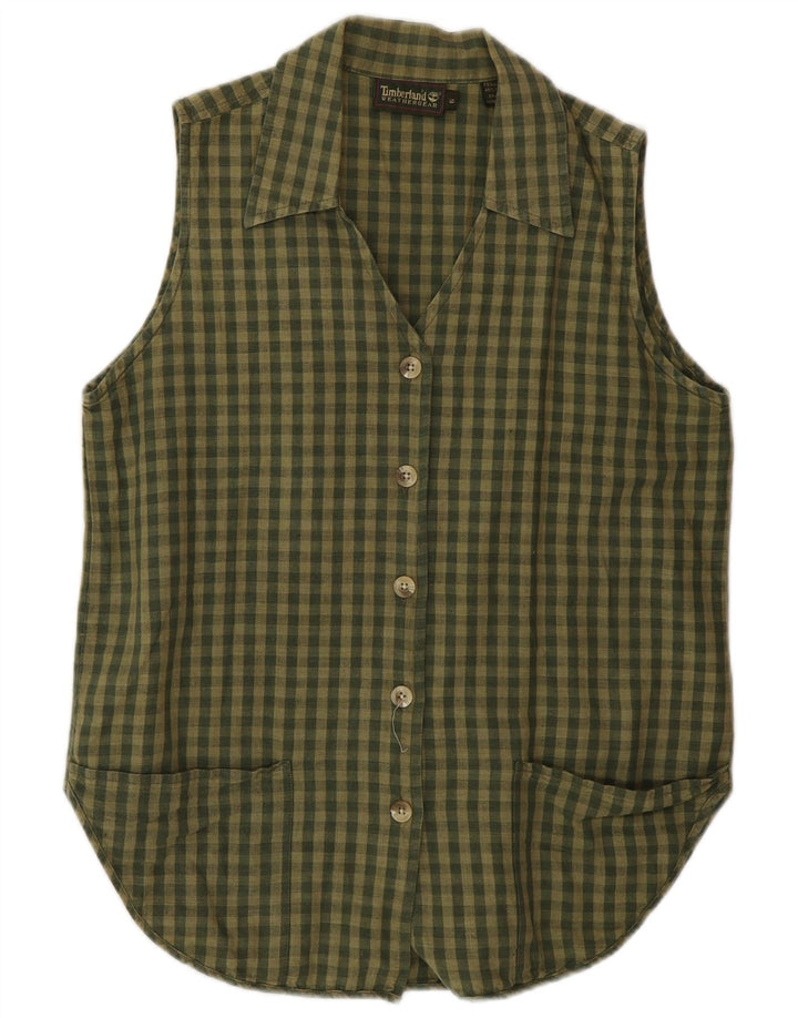Timberland ženska bluza košulja bez rukava US 6 Srednji kaki gingham platno
