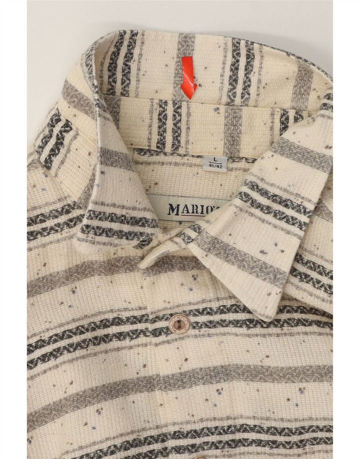 VINTAGE Mens Shirt Size 41/42 Large Beige Striped Vintage Vintage and Second-Hand Vintage from Messina Hembry 