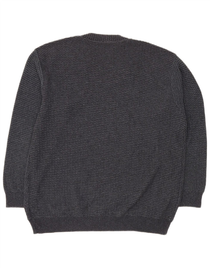 VINTAGE muški džemper s V-izrezom IT 50 srednje sivi geometrijski