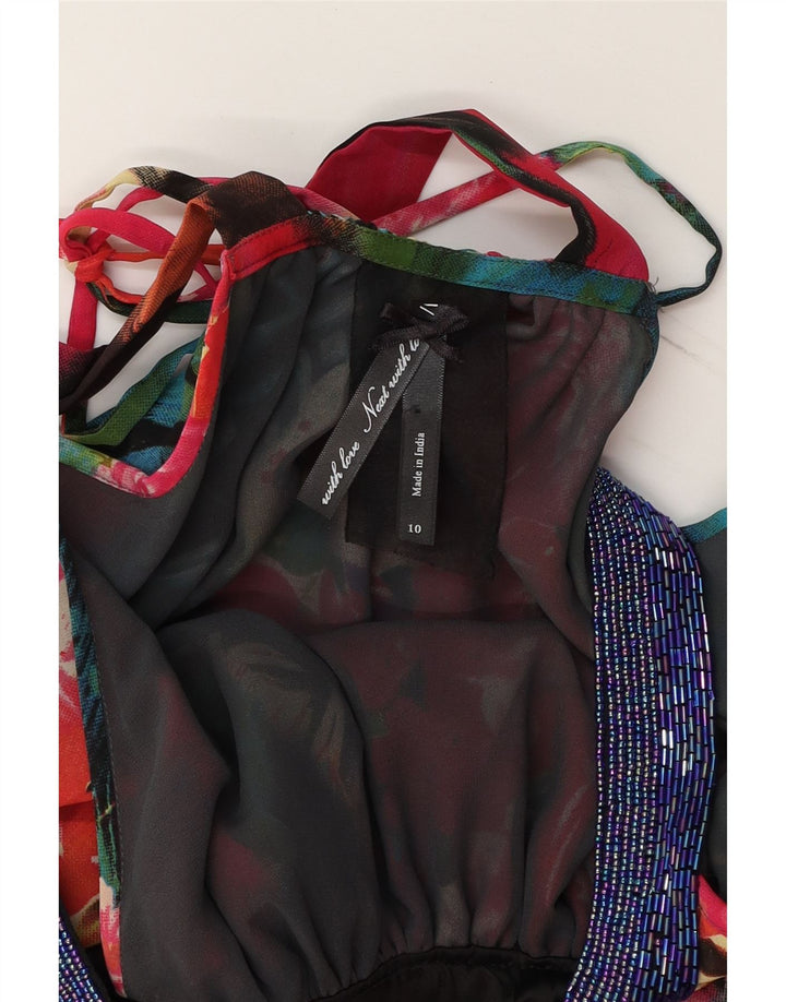 VINTAGE Womens Abstract Pattern Halter Dress UK 10 Small Multicoloured Vintage Vintage and Second-Hand Vintage from Messina Hembry 
