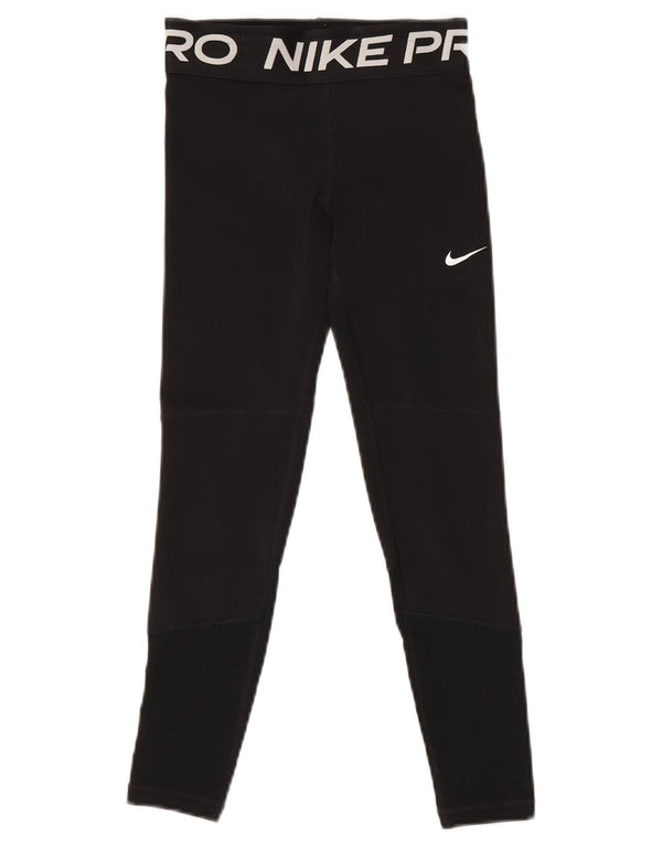 Nike Girls Dri Fit Graphic Leggings 9-10 Years Male crne poliesterske