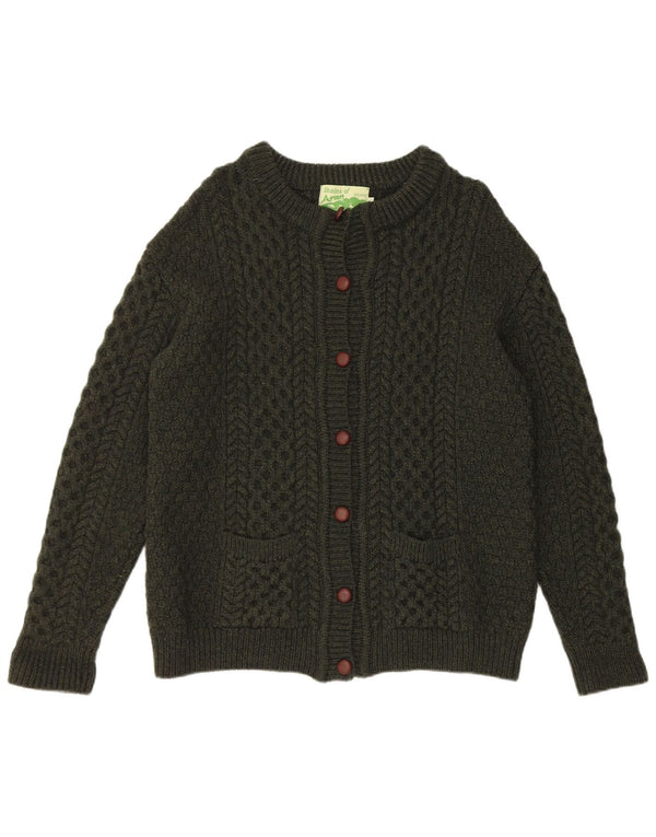 Shades Of Aran ženski kardigan pulover UK 18 XL kaki merino vuna
