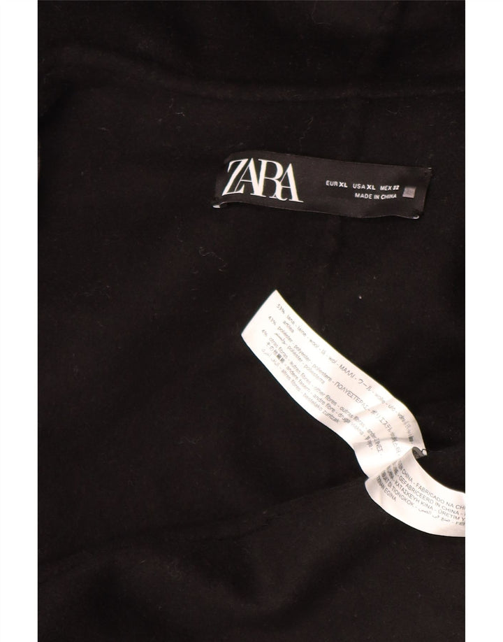 Zara ženski preveliki otvoreni kaput s kapuljačom UK 18 XL crna vuna